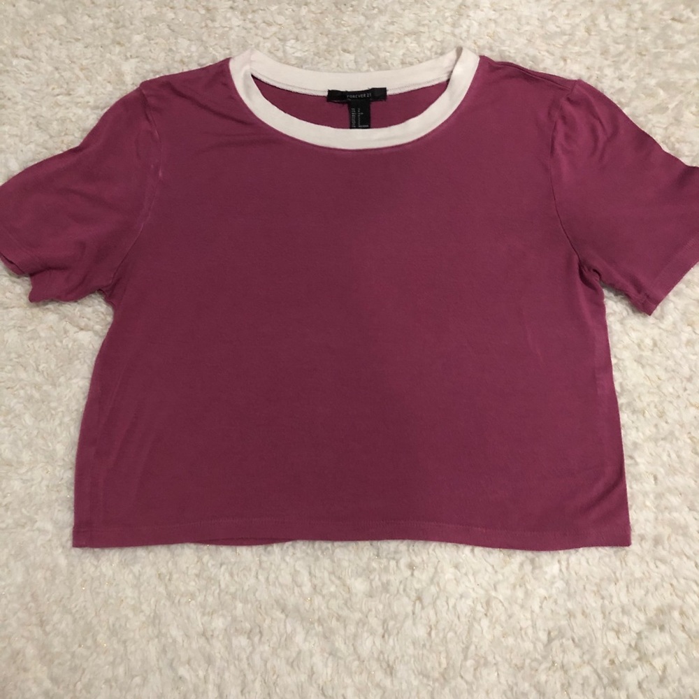 Forever 21 Magenta Cropped Shirt